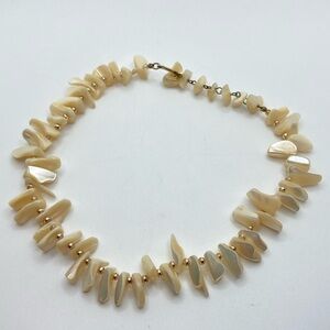 Vtg Japan MOP Mother of Pearl Beaded Choker Necklace 12” + 2” Adjustable